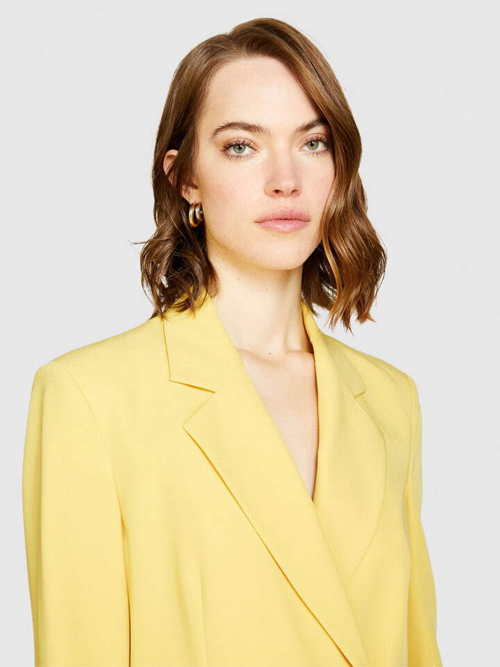 Double-breasted slim fit blazer - women's blazers - Yellow | Sisley image number 5